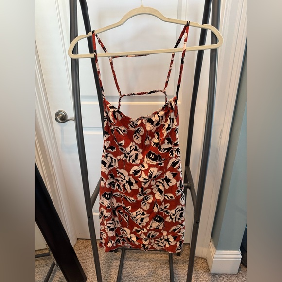 Free People Bring it Back Rust Red Floral Print Mini Dress Size Medium - Picture 3 of 5